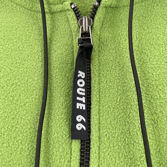 Y2K Route 66 Fleece Sweatshirt Womens L Lime Green Cropped Hoodie 1/2 Zip Retro - Picture 4 of 16